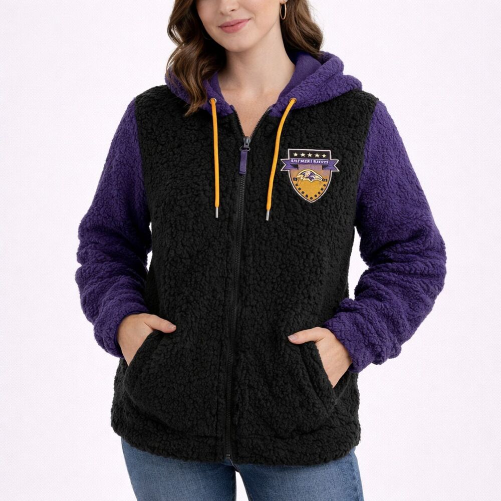 Baltimore Ravens Hoodie Black Purple Long Sleeve NFL Team Apparel M